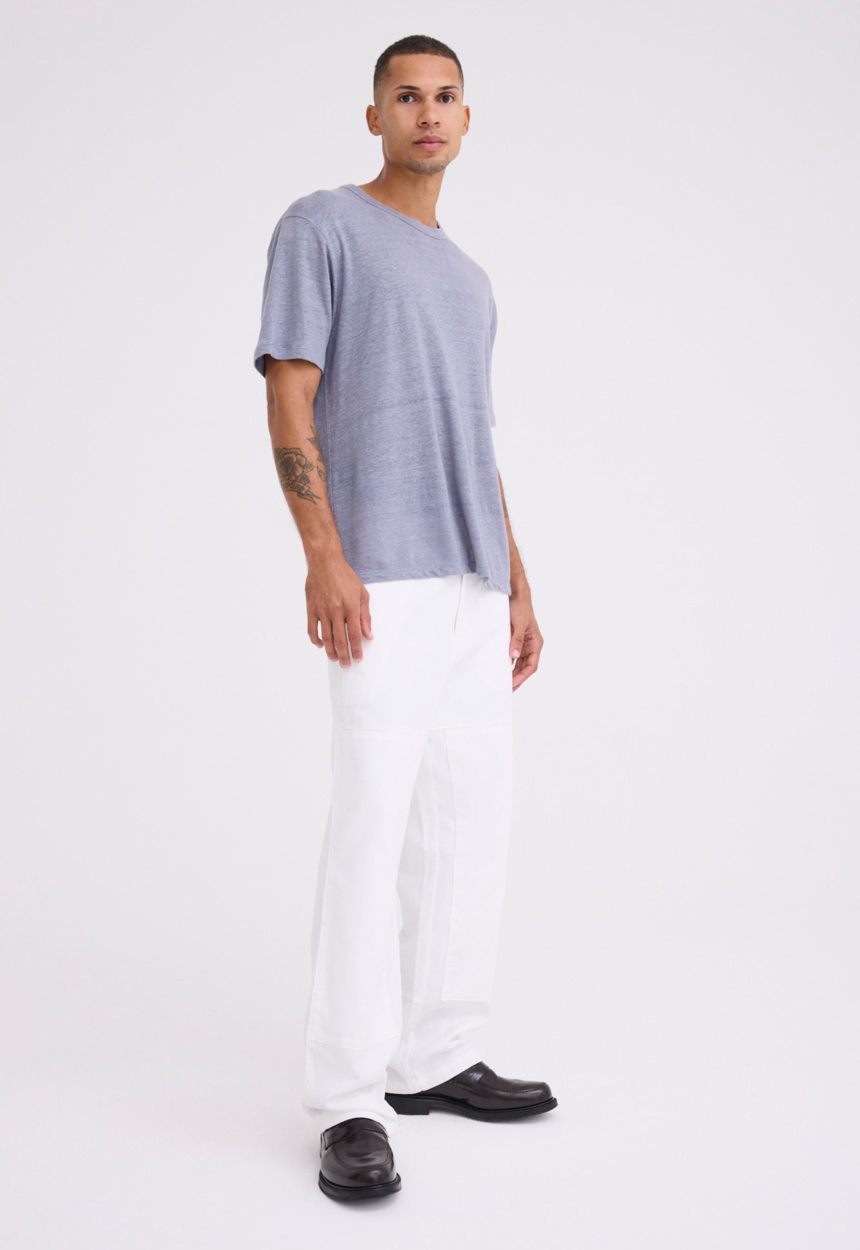 Jac + Jack Line Linen Tee - Blugray Blue